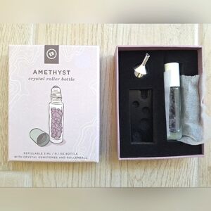 Earthbound Trading Amethyst crystal refillable roller bottle with funnel 0.1 oz